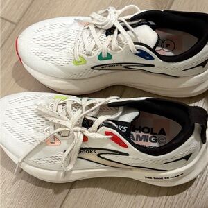 Brooks white running shoes